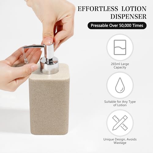 YMXYJM Bathroom Accessories Set, 4 Pcs Bathroom Accessory Set, Soap Dispenser, Toothbrush Holder, Qtip Holder Set, Bathroom Sets Complete, Bathroom Sink Set for Modern Home, Beige - style: Beige