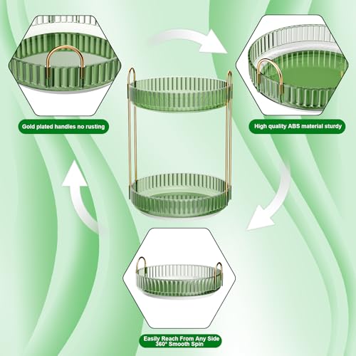 GTI 360°Rotating Makeup Organizer, 2 Tier Bathroom Counter Organizer,Large Capacity Perfume Cosmetics Skincare Vanity Organizers, Dresser Spinning Countertop Organizer and Storage for Women (Green) - color: Green