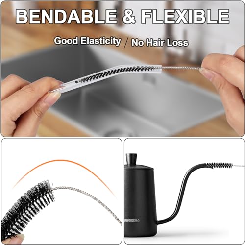 Ixiaoyoo 12 Pcs Straw Cleaner Brushes Set, 8.2 Inch Nylon Cleaning Brush | Black Tube Cleaner Brushes for Tumbler, Sippy Cup, Water Bottles, Hummingbird Feeders, Pipes, Sink Drain & Pet Waterers - color: 8.2 Inch Black Cleaning Brushes