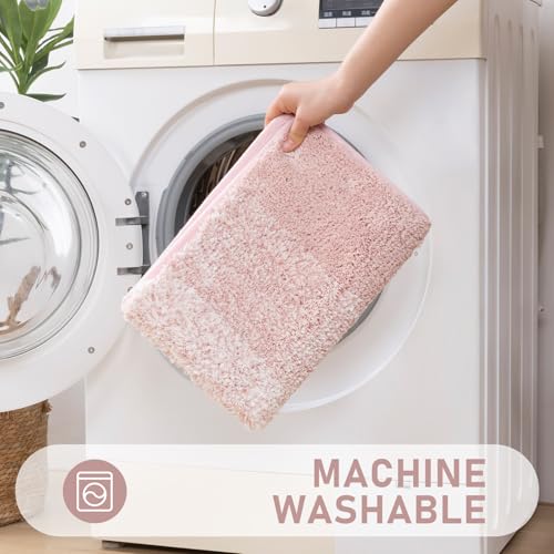 Bsmathom Bathroom Rug Set, 4 Piece, Pink | Microfiber, Non Slip, With Toilet Cover, Washable, Absorbent - color: Pink, size: 18"x26"+20"x31"+U20"x24"+Cover19"x21"