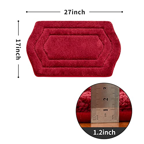 COSY HOMEER Extra Thick Bath Rugs for Bathroom - Anti-Slip Bath Linen Sets Mats Soft Plush Yarn Shaggy 100% Strong Polyester Living Room Bedroom Water Absorbent(Red,17x27 - Inches) - color: Red, size: 1'5" x 2'3" (Oval)