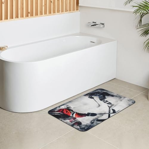 Stone Bath Mats for Bathroom Diatomaceous Earth Bath Mat Super Absorbent Floor Mat Ice Hockey Art Stone Drying Mats Quick Drying Diatomite Shower Mat for Bathtub Pad 15.7x23.6in - color: Ice Hockey Art