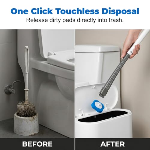 Disposable Toilet Brush and Holder Set with 24 Toilet Cleaner Refills, 2026 New Toilet Wand Kit with Toilet Brush Refill Pads, Disposable Toilet Cleaning System for Bathroom Maintenance (Green) - color: Green