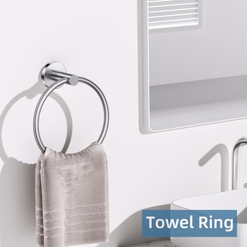 Brushed Nickel Towel Bar Bathroom Hardware Accessories Set, 10 Pieces Upgraded Toilet Paper Holder 23.6 Inch Towel Rack for Bathroom Wall Mounted Stainless Steel Bathroom Set - color: Brushed Nickel, size: 10 Pieces A