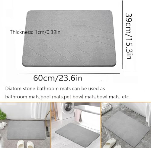 MORANDI Stone Bath Mat 2 Pack, Tub & Bath Diatomaceous Earth Mat - Super Absorbent Non-Slip Fast-Drying Shower Mat, Bath & Kitchen Mat, Easy to Clean (Light Gray 2) - color: Light Gray 2, size: 1'3" x 1'11" (Rectangular)
