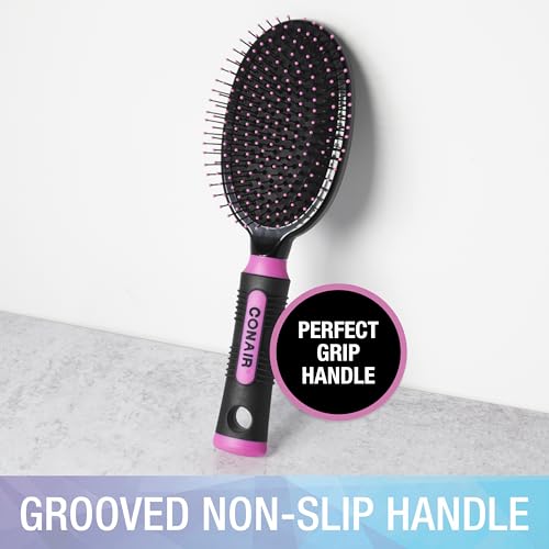 Conair Salon Results Hairbrush - Men and Women - Detangling Hair brush - ideal for curly or straight styles - features wire bristles and cushion Base - Pink/Black - color: Blush Pink, size: Wire Cushion Brush (Pack of 1)