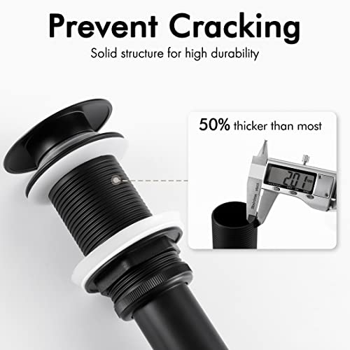 KES Black Sink Drain Without Overflow, Bathroom Sink Stopper, Pop Up Drain Vessel Sink, 2 Pack, Matte Black, All Metal Rustproof Brass and 304 Stainless Steel, for 1.6"-1.9" Sink Hole, S2008D-BK-P2 - color: Matte Black, style: NO Overflow, 2 Pack