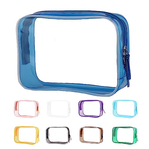 Buminee Navy Blue Clear Pouch Small, 6.6"x2.3"x4.7" TSA Approved Toiletry Bag - Clear Travel Bags for Toiletries and Cosmetics - 1 Pack - color: navy blue