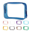 Buminee Navy Blue Clear Pouch Small, 6.6"x2.3"x4.7" TSA Approved Toiletry Bag - Clear Travel Bags for Toiletries and Cosmetics - 1 Pack - color: navy blue