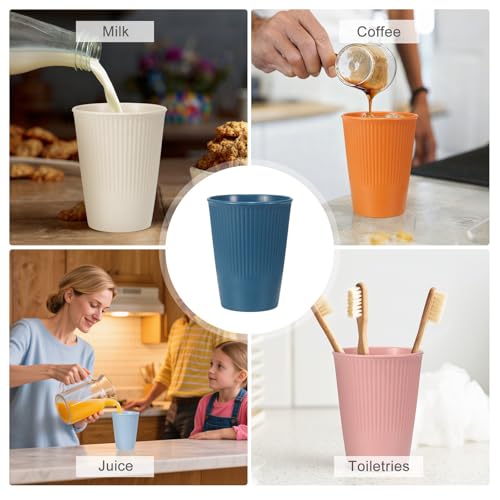 uxcell 4 Pcs Simple Toothbrush Cup, 3.3 x 3.3 x 4.2 Dishwasher Safe Bathroom Tumbler Reusable Plastic Cup Set for Storing Toothpaste Combs, Dark Blue - color: Dark Blue
