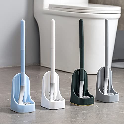 Toilet Brush, Long Handle Golf Toilet Brush with Holder 360° Deep Cleaning Flexible Silicone Toilet Cleaner Brush Wall Mounted for Bathroom (2Pcs Grey) - color: 2pcs Grey