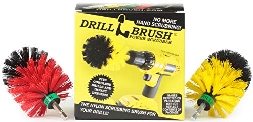 Mini Size Tub and Tile and Grout Power Scrubber Kit Medium and Stiff Brushes - color: Yellow Black Red