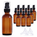 12Pack 60ml Amber Glass Pump Bottle with Black Top,2oz Small Dispenser, Travel Size Refillable Botttles for Lotions,Sercums,Essential Oils - color: 2oz Amber(12pcs)