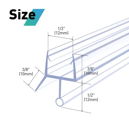 Shower Door Bottom Seal,2 PCS 1/2" X 36" Shower Door Sweep for 1/2 Inch Glass,Frameless Glass Door Seal Strip to Seal 12mm Gap - Stop Shower Leaks and Create a Water Barrier - size: For 1/2" Glass