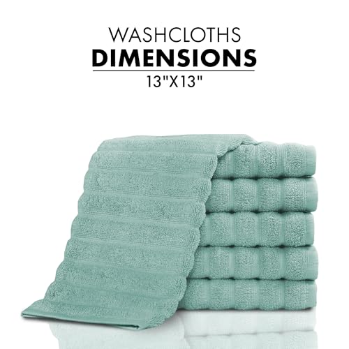 Classic Turkish Towels CTT Luxurious 100% Turkish Cotton Washcloths 6 Pack, Highly Absorbent & Quick Dry, Face Towels Wash Cloths for Hotel, Spa & Gym | 13"x13" (Spa Green) - color: Spa Green, size: 6-Piece Washcloth Set