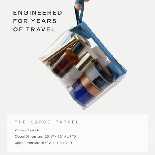Cadence Parcel - Clear Travel Kit with Zipperless Magnetic Closure - Cove, Large - Durable, Leak-Resistant and TSA Approved Toiletry Bag - Modular Organization - Recycled TPU (2 Qt) - color: Cove, size: Large