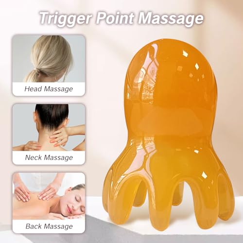 NIIIYTYB 2Pcs Head Massage Tool Scalp Massage Tools Hair Comb Scalp Scraper Tool Chinese Head Spa Tools for Deep Relaxation Massager Tool Full Body 8 Legged Acupressure Massager Yellow - color: Orange