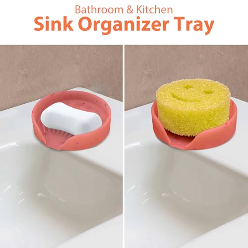 Silicone Bathroom Soap Dishes, Self Draining Waterfall Bar Soap Holder & Saver, Dish Soap Tray, Sponge Holder, 13 Non-Slip Suction Cups Dishwasher Safe for Bathroom Kitchen Shower Sink Organizer Red - color: Red