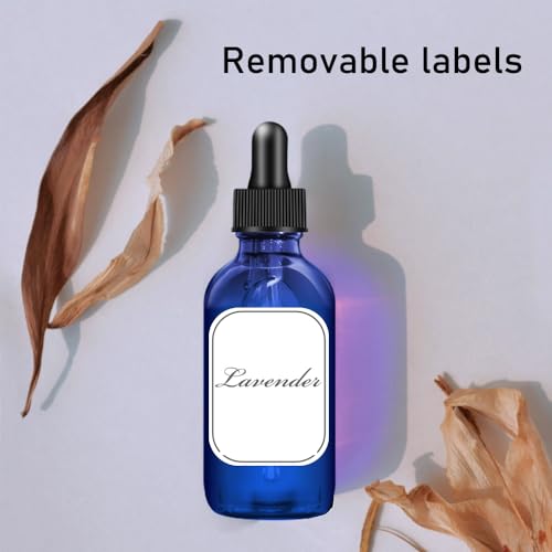 Bumobum Dropper Bottle 2 oz, 2 pack Blue Glass Eye Dropper Bottles with Labels and Funnel, Leakproof Tincture Bottles with Measured Dropper - color: Blue