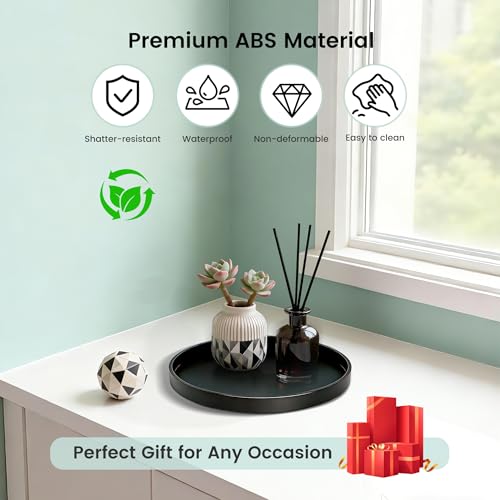 1 Pack 8" Bathroom and Vanity Tray, ABS Bathroom Counter Organizer, Coffee Table Decor for Perfume, Candles, Keys &More. Kitchen Countertop Organizer, Decorative Tray Soap Holder, Black - color: Black, size: 8"
