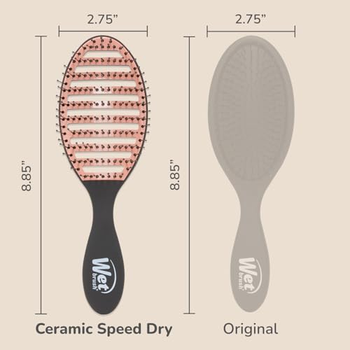 Wet Brush Ceramic Speed Dry Hair Brush, Black - Vented Design & Soft HeatFlex Bristles for Blow-Dry Safe Styling - Ergonomic Handle for Pain-Free Detangling - Hair Accessories for All Hair Types - color: Black