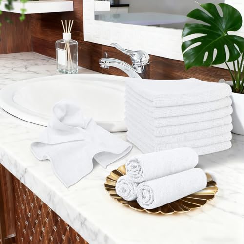 Orighty Wash Cloths, 10 Pack Face Towels, Soft Quick-Drying Washcloths, Multi-Purpose Microfiber Face Cloths for Bathroom, Gym, Spa, Hotel, Travel, 11.5"x11.5", White - color: White