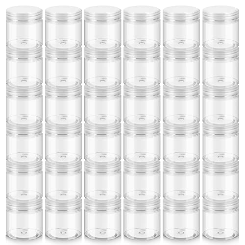 Loretoy 36 Pack 2 OZ Plastic Jars with Lids, BPA Free, Reusable, Refillable Transparent Cosmetic Containers for Bath Salts, Cosmetics, Powders, Beauty Product and Small Accessories - White - color: White, size: 2 Ounce