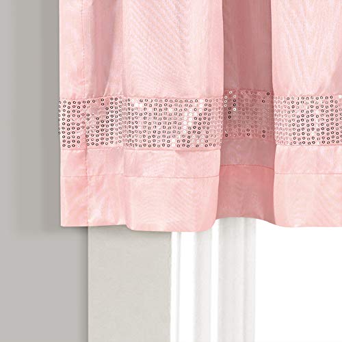 Lush Decor Night Sky Sequins Valance, Single, 84" W x 18" L, Blush & Silver - Extra Wide Curtain - Kitchen Curtain Valance - Modern Glam Decor - Bathroom Or Kitchen Valance For Windows - color: Blush & Silver, size: 84"W x 18"L (Pack of 1), style: Valance