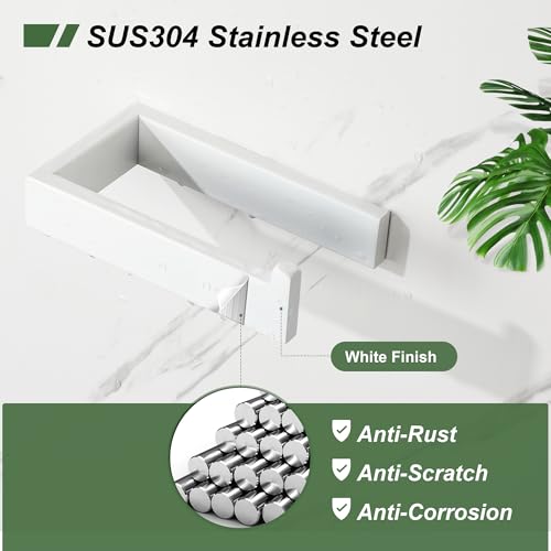 SAYAYO White Toilet Paper Holder Wall Mount, Toilet Tissue Holder for Bathroom, Modern Tp Holder Square, SUS304 Stainless Steel 6 Inch - color: White