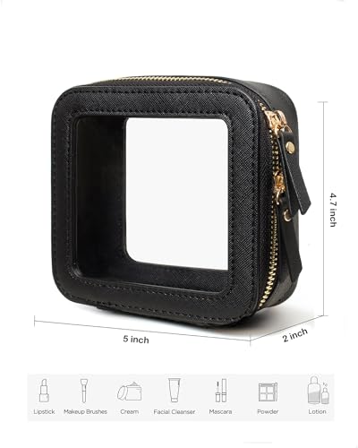 Travel Clear Makeup Bag Set, TSA Approved Cosmetic Bag Case with Zipper Portable Makeup Pouch Toiletry Bag Traveling Cosmetic Organizer Storage Bag Car Organizer Car Essentials - color: N-Black
