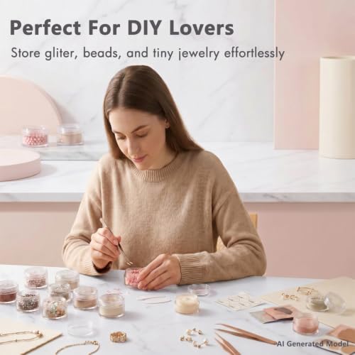 3 Gram Sample Jars with Lids, 25 Count Mini Cosmetic Containers - Makeup Travel Containers with Labels, Tiny Disposable Spatulas - color: Clear