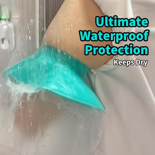 Cast Covers for Shower Arm, Waterproof Cast Cover Arm for Swimming, Cast Shower Cover, Water Proof Cast Protector for Adult, Sleeve for Showering, Elbow, Hand (Diameter - 6.3") - color: Half Arm, style: Reinforced Green