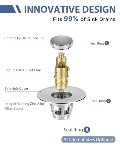 Tgosomt Bathroom Sink Stopper 3 Pack, Bathroom Sink Drain Strainer, Revolutionary Bathroom Accessories and Essentials (Brushed Nickel) - color: Brushed Nickel, size: 3 Pack
