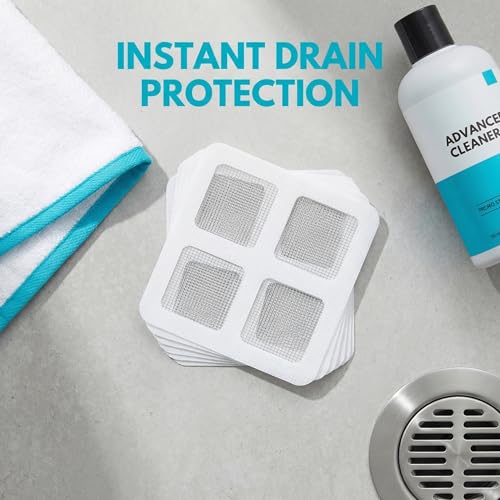 Disposable Shower Drain Hair Catcher, 30 Pack Peel-Stick Mesh, 3.94 Inch | Fiberglass Mesh Traps Hair, Pet Fur and Debris; Adhesive Fits Flat Shower, Tub, Sink and Laundry Drains up to 4 in - size: 30pcs