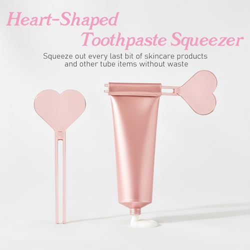 3 Pcs Metal Manual Toothpaste Squeezer Heart Metal Tube Squeezer Rolling Key Tube Key Squeezer Hand Cream Key for Bathroom Cosmetic Aids Accessories (Gold, Silver, Rose Gold)