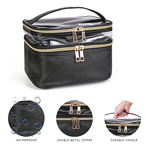 Travel Makeup Bag Makeup Organizer Bag Cosmetic Bag Makeup Bags for Women Cosmetics Cases Portable Waterproof Foldable - color: 00-Black