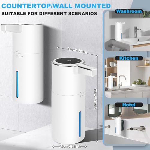 2 Pack Automatic Soap Dispenser: 13.52oz/400ml Wall Touchless Liquid - 4-Level Adjustable Modern Electric Hand Soap Dispenser - Kitchen Bathroom Kids Family White - color: 2 Pack White Liquid