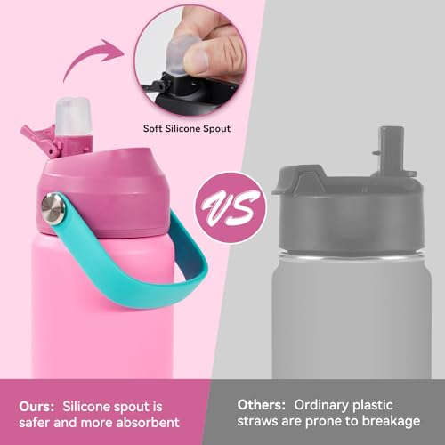 Fijinhom 18oz Insulated Stainless Steel Water Bottle, Wide Mouth Double Wall Vacuum, Silicone Straw, Sweat & Leak Proof, BPA Free Insulated Water Flask for Travel, Keep Cold 24h Hot 12h, Berries - color: Berries, size: 18 Ounces