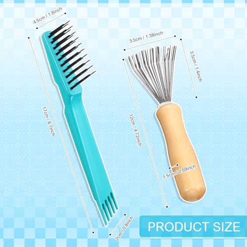 Boao 4 Pcs Hair Brush Cleaning Tool Set Mini Hair Cleaning Brush Tool Wooden Handle Mini Rakes for Removing Dust Home Salon Use(Green) - color: Green