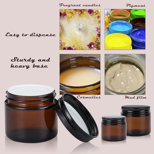 4oz Amber Glass Jars with Lids - 24 Pack Cosmetic Containers for Travel, Cream & Lotion - size: 4oz