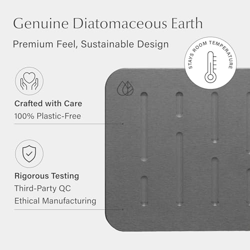 Dorai Home Stone Bath Mat - Premium Diatomaceous Earth Bath Floor Mats with Non-Slip Base, Fast-Drying Modern Shower Mat for Bathroom | Rain Slate - color: Rain Slate, size: 1 Pack