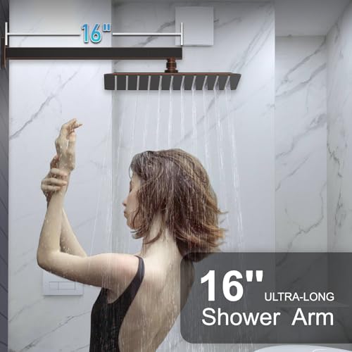 KOJOX Oil Rubbed Bronze Shower System with High Pressure 10 Inch Rainfall Shower Head, Handheld Shower head and Shower Faucet Trim valve, Bathroom Luxury Rain Mixer Shower Set Wall Mounted - color: Oil Rubbed Bronze, size: 10''