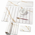 3 PCS Large Stone Dish Drying Mat for Kitchen Counter, Quick Dry Stone Dishes Mats, Sink Faucet Mat, Marble Water Absorbing Diatomaceous Earth Drying Pad for Countertop Tableware, Bottles - color: White Gold Marble