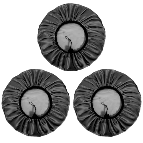Auban Shower Cap for Women, Adjustable Reusable, Extra Large, Double-Layer Waterproof Bathing Cap, Waterproof Exterior, EVA Lining, Hair Cap for All Hair Lengths, 3 Balck Set - color: 3 Backs