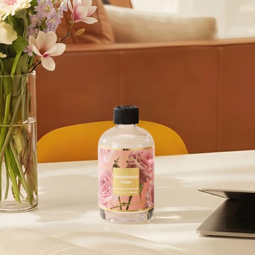 Cocorrína Reed Diffuser Refill Sandalwood Rose 10.14oz (300ml) with 8 Sticks - Premium Long-Lasting Floral Essential Oil, Home Fragrance for Bedroom, Bathroom Home Decor - size: 10.14 Fl Oz (Pack of 1)
