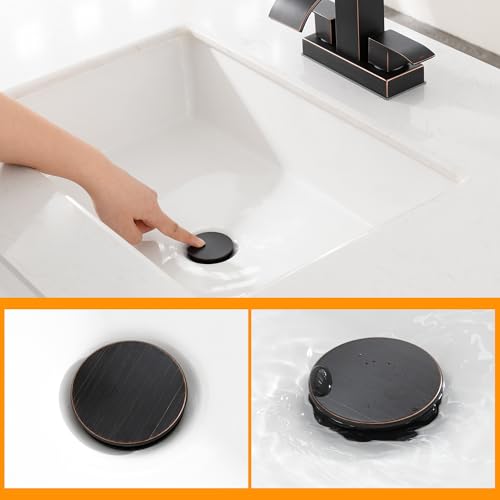 TIORIY Vessel Sink Drain Without Overflow, Plastic Bathroom Pop up Sink Drain Fit for 1 3/4 Inch Vessel Sink, Built-in Anti Clogging Sink Stopper, Oil Rubbed Bronze - color: No Overflow Oil Rubbed Bronze