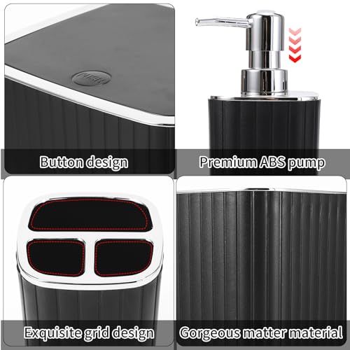 XLHOMO 26PC Bathroom Accessories Set - Gorgeous Black Bathroom Set, Bathroom Accessory Set, Black Shower Curtain Set with Bathtub Mats for Shower Tub - size: Bath Set+Bathtub Mat+Shower Curtain&Rugs, style: Black&Silver