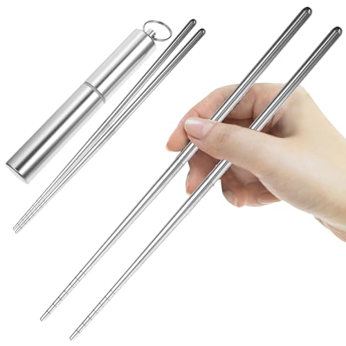 TOYANDONA Stainless Steel Travel Chopsticks Set with Storage Case Portable Foldable Chopsticks for Outdoor Dining Office Lunch Camping and Everyday Kitchen Tableware