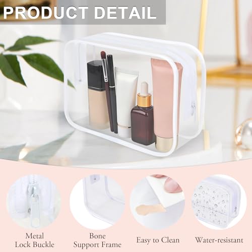 Clear Toiletry Bag, 12 Pack TSA Approved Toiletry Bag Carry on Travel Accessories Bag, Quart Size Bag for 3-1-1 Liquids Airport Airline Compliant Clear Makeup Bag with Metal Zipper (White Bags) - style: White Bags