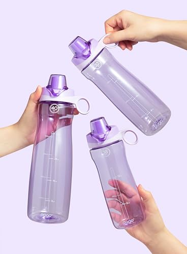 Pogo 18oz Plastic Water Bottle with Chug Lid and Carry Handle, Reusable, BPA Free, Dishwasher Safe, Perfect for Travel, School, Outdoors, and Gym, Lilac - color: Lilac, size: 18 Ounces